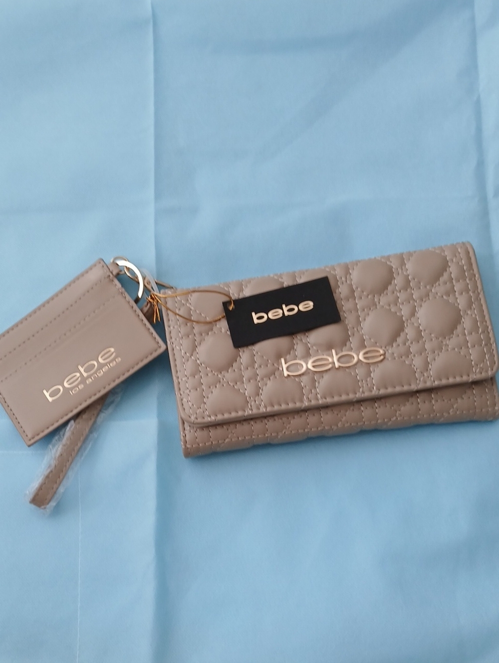bebe Quilted Clutch Wallet in Taupe